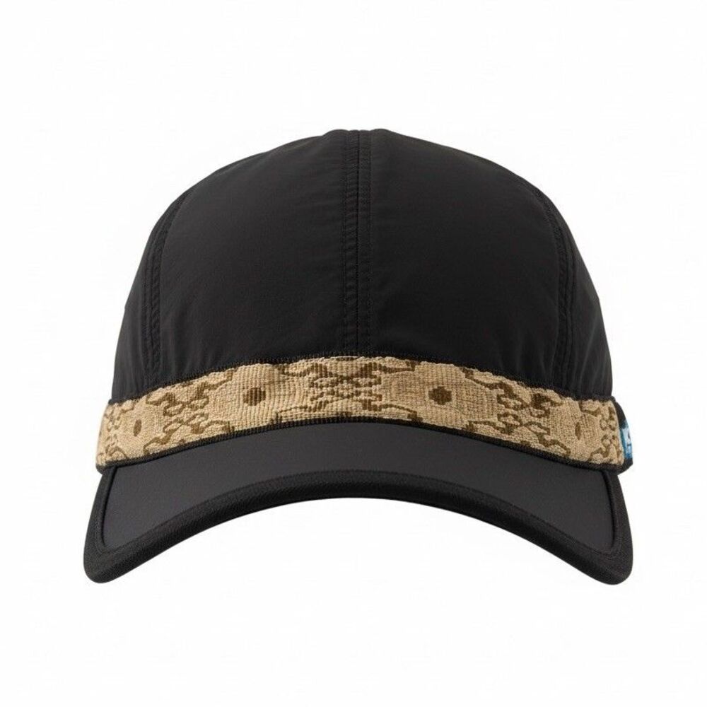 Kavu Synthetic Strapcap Hat Cap Size Medium Black Beige Trim 4 Panel Sports USA